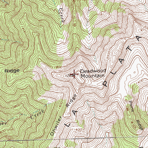 Topographic Map of Deadwood Mountain, CO