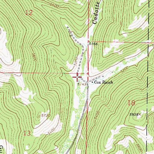Topographic Map of Cadotte Creek Bridge, MT