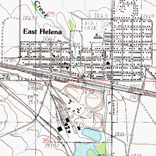 Topographic Map of Pacific Street Bridge, MT