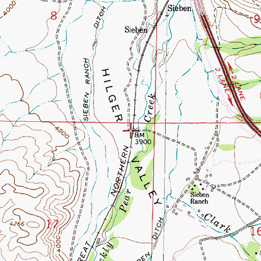 Topographic Map of Little Prickly Pear Creek Bridge, MT