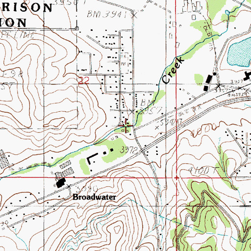 Topographic Map of Ten Mile Creek Bridge, MT