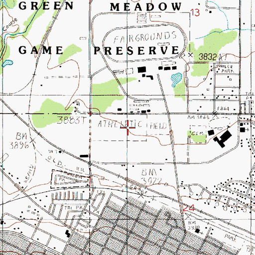 Topographic Map of Ryan Park, MT