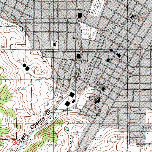 Topographic Map of Last Chance Mall Park, MT