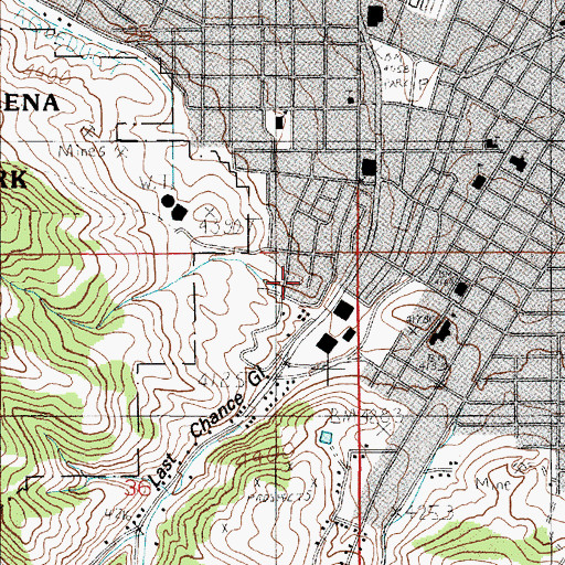 Topographic Map of Reeders Alley Park, MT