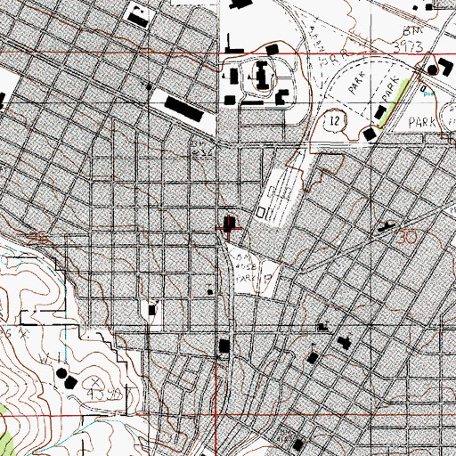 Topographic Map of Civic Center Park, MT
