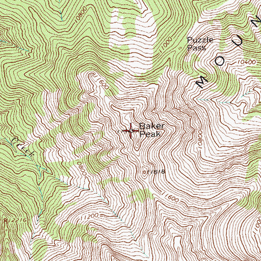 Topographic Map of Baker Peak, CO
