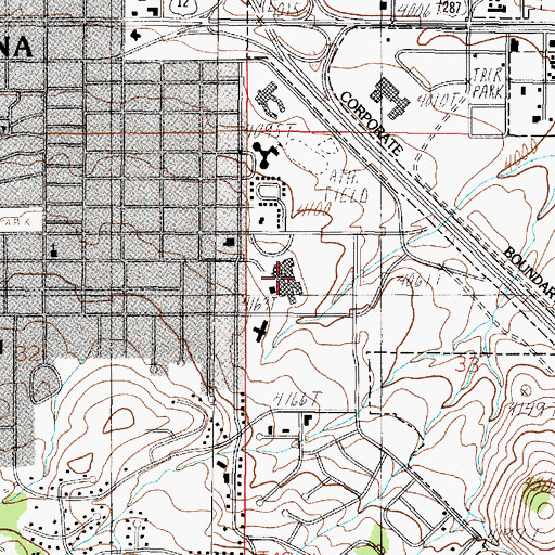 Topographic Map of Cooney Convalescent Home, MT