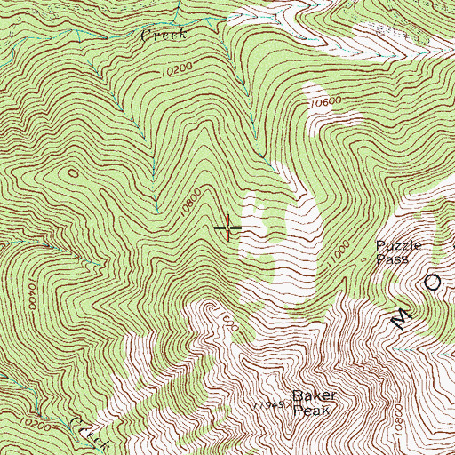 Topographic Map of Puzzle Pass, CO