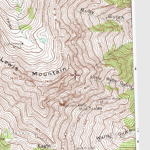 Topographic Map of Lewis Mountain, CO