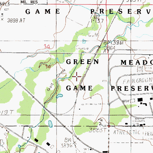Topographic Map of Green Meadow Country Club, MT