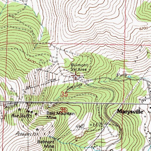 Topographic Map of Skyline Ski Trail, MT