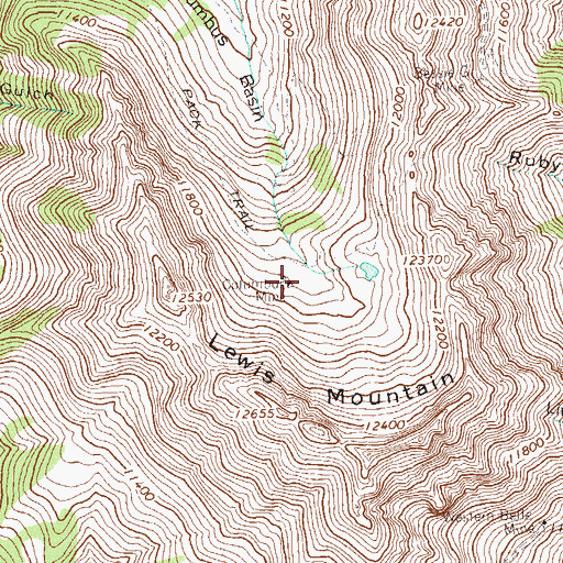 Topographic Map of Columbus Mine, CO