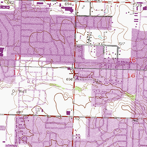 Topographic Map of Faith Cumberland Presbyterian Church, OK