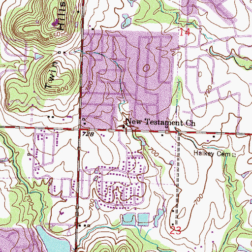 Topographic Map of Faith United Methodist Church, OK