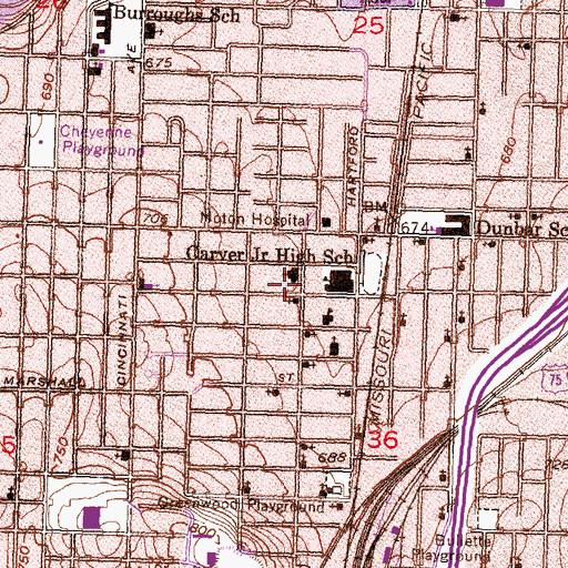 Topographic Map of First Baptist Church, OK