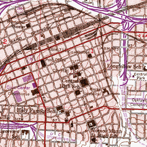 Topographic Map of First Baptist Church of Tulsa, OK