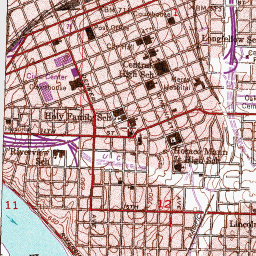 Topographic Map of First Church Christ, OK