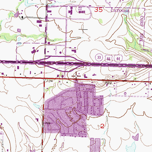 Topographic Map of First Foursquare Gospel Church, OK