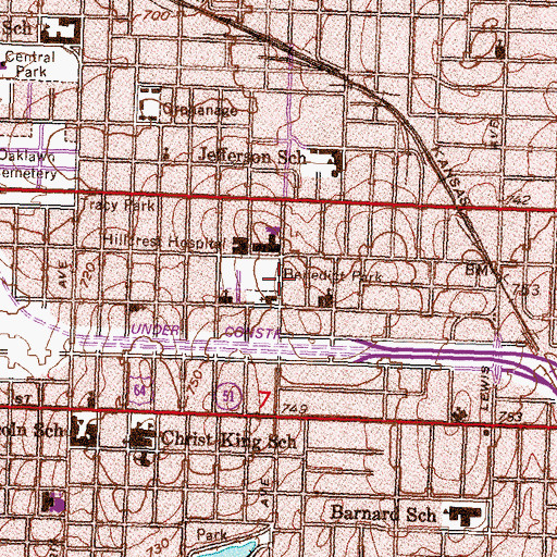 Topographic Map of First Lutheran Church, OK