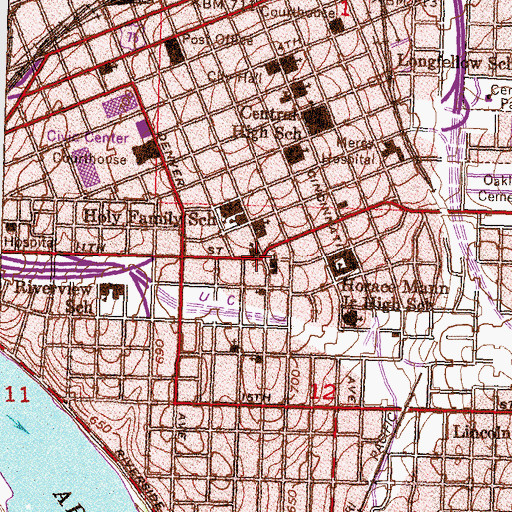 Topographic Map of First United Methodist Church, OK