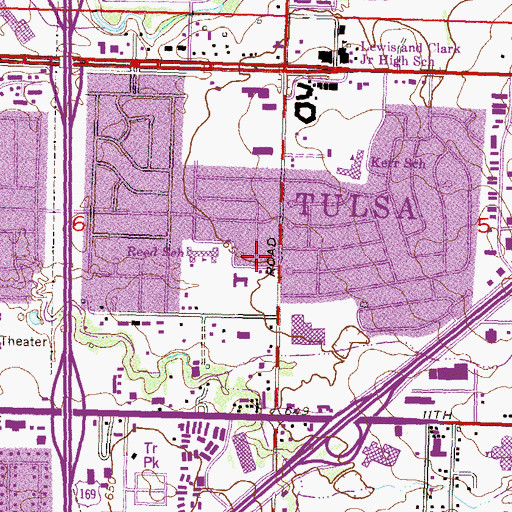 Topographic Map of Garnett Road Baptist Church, OK