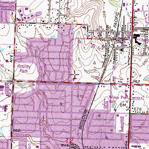 Topographic Map of Gethsemane Baptist Church, OK