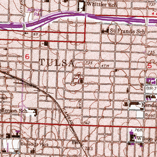 Topographic Map of Grace Lutheran Church, OK