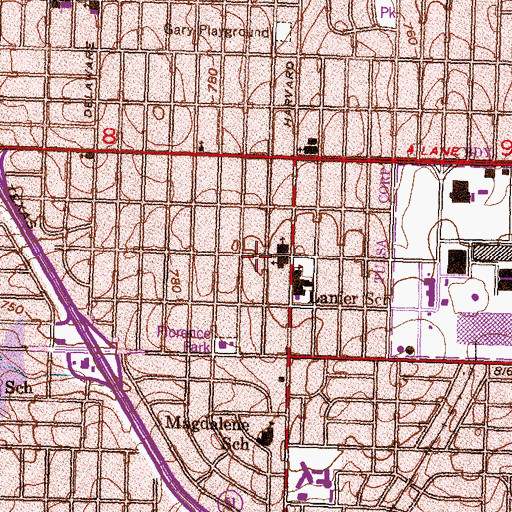 Topographic Map of Harvard Avenue Baptist Church, OK