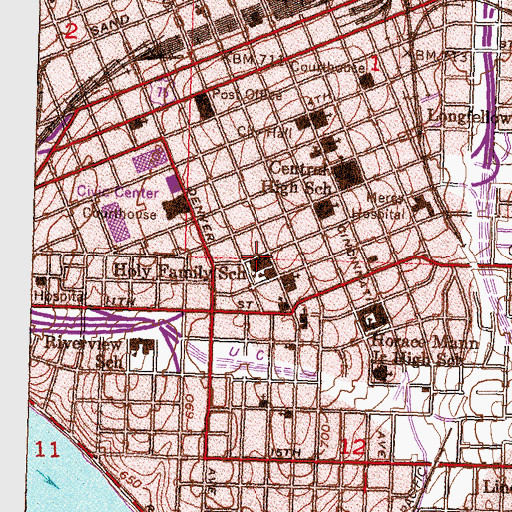 Topographic Map of Holy Family Cathedral, OK