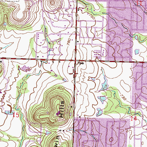 Topographic Map of Hope Unitarian Church, OK