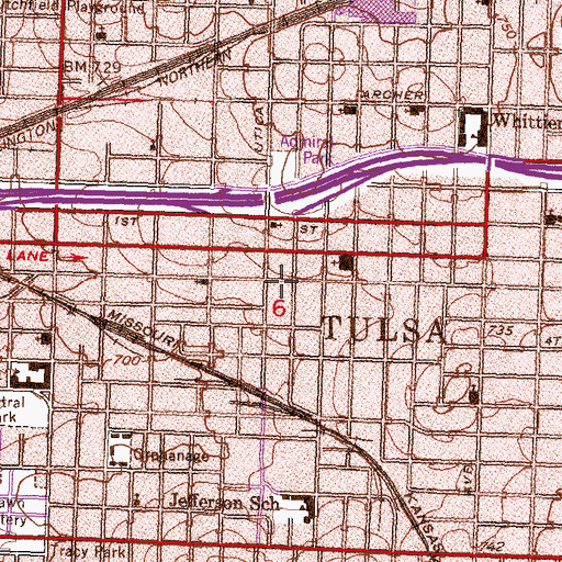 Topographic Map of Immanuel Baptist Church, OK