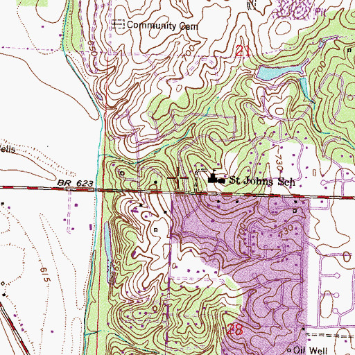 Topographic Map of Joy Lutheran Church, OK