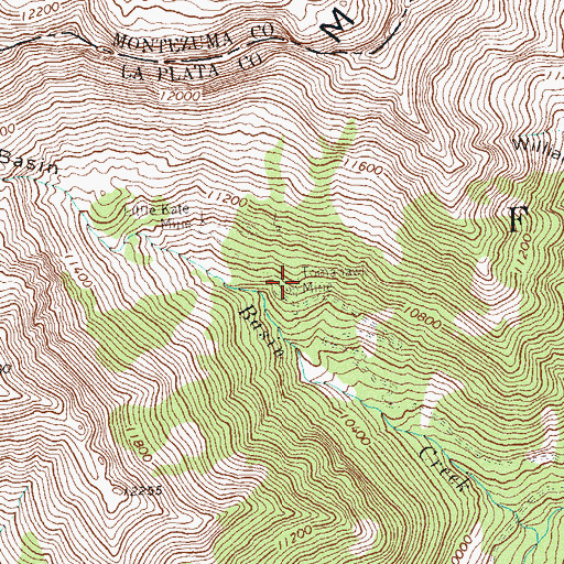 Topographic Map of Tomahawk Mine, CO