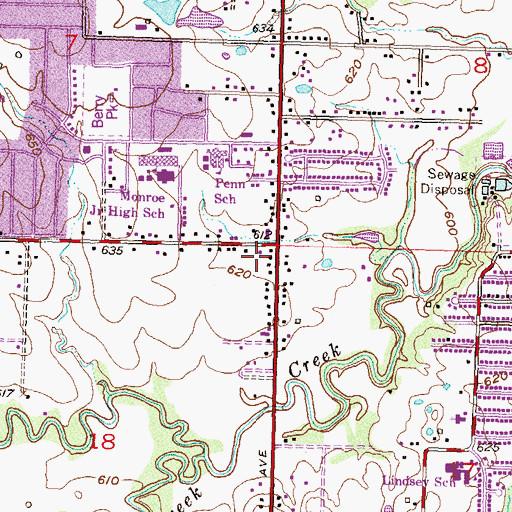 Topographic Map of Lewis Avenue Church of God-Prophsey, OK