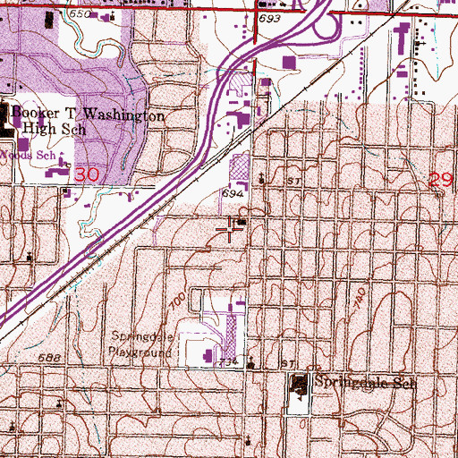 Topographic Map of Lewis Avenue Freewill Baptist Church, OK