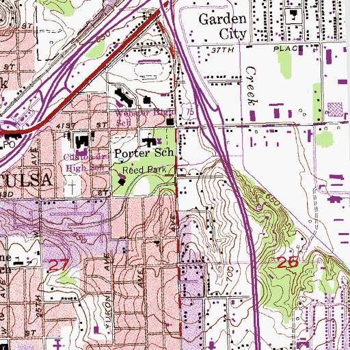 Topographic Map of Living Waters Church, OK