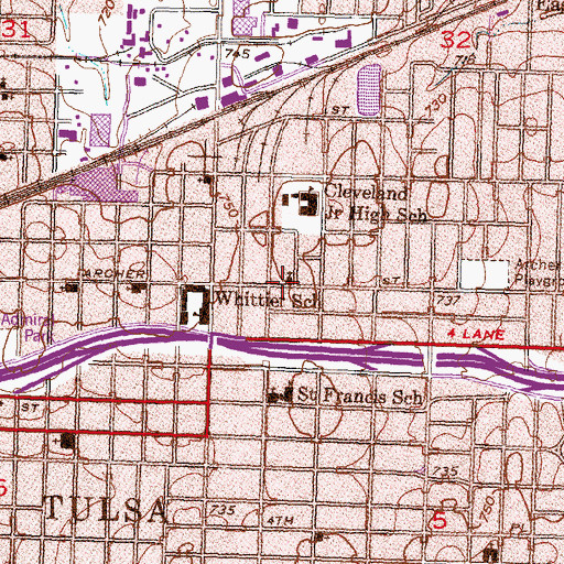 Topographic Map of Memorial Christian Church, OK