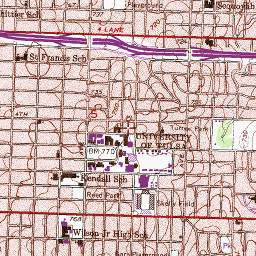 Topographic Map of Newman Center, OK