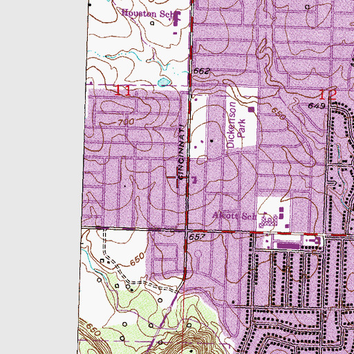Topographic Map of North Cincinnati Christian Church, OK