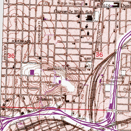 Topographic Map of Paradise Baptist Church, OK