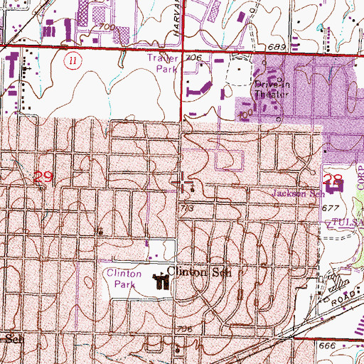 Topographic Map of Parkland Baptist Church, OK