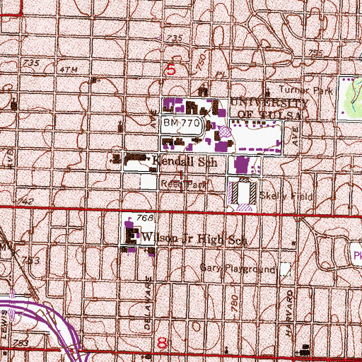 Topographic Map of Parkside Mennonite Brethren Church, OK