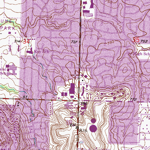 Topographic Map of Parkview Baptist Church, OK