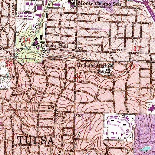 Topographic Map of Pentecostal Temple Christian Church, OK