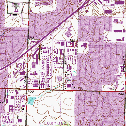 Topographic Map of Reorganized Church of Jesus, OK
