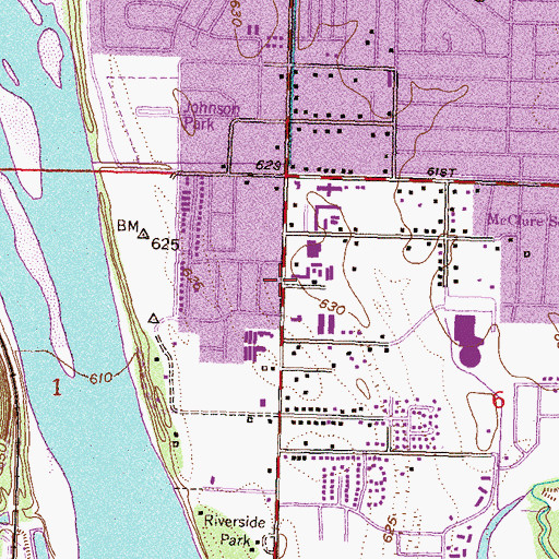 Topographic Map of Riverside Baptist Church, OK