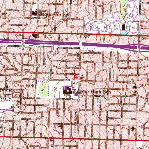 Topographic Map of Rogers Heights Christian Church, OK