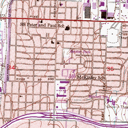 Topographic Map of Rose Lawn Baptist Church, OK