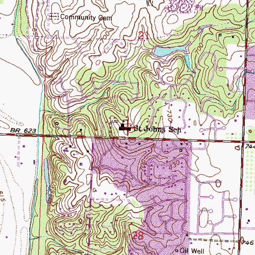 Topographic Map of Saint Bernards Catholic Church, OK