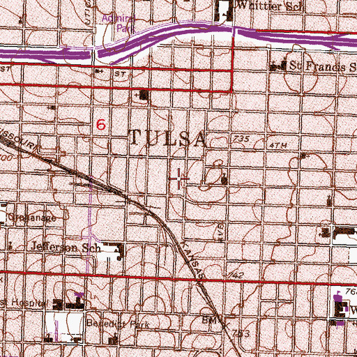 Topographic Map of Second Presbyterian Church, OK